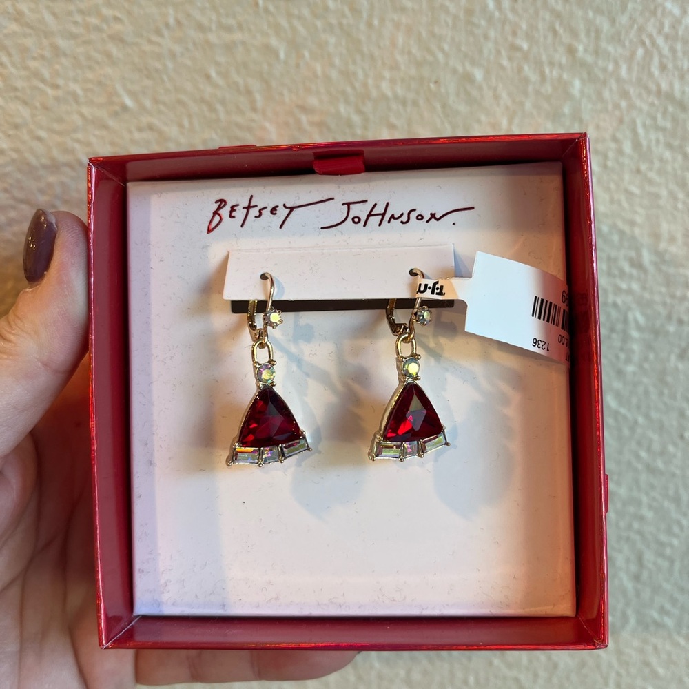 Betsey Johnson Red Christmas Santa Hat Earrings